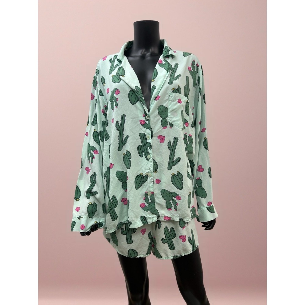 Cactus Print Mint Green Women's Pajama Set